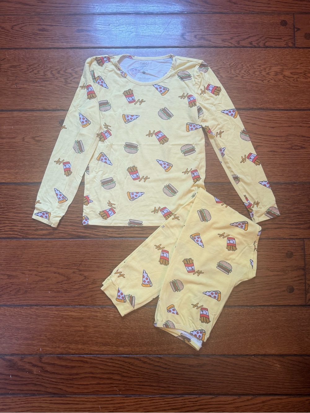 Lovey & Grink Kids Yellow Fast Food Print Pajama Set